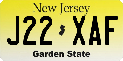 NJ license plate J22XAF