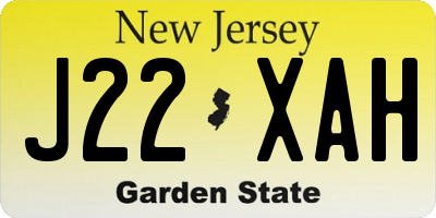 NJ license plate J22XAH