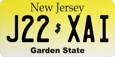 NJ license plate J22XAI
