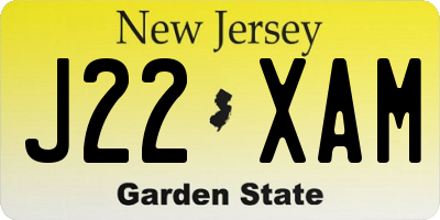 NJ license plate J22XAM