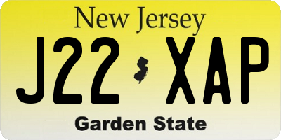 NJ license plate J22XAP