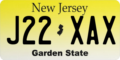 NJ license plate J22XAX
