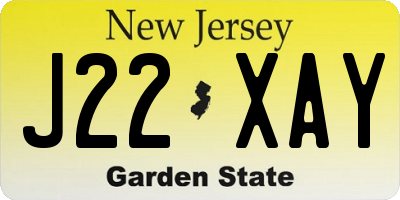 NJ license plate J22XAY