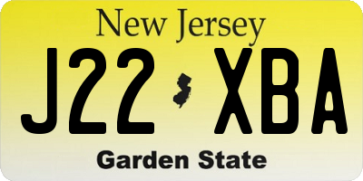 NJ license plate J22XBA