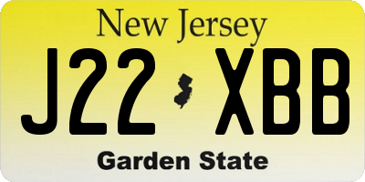 NJ license plate J22XBB