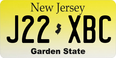 NJ license plate J22XBC
