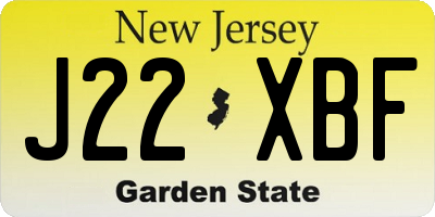 NJ license plate J22XBF