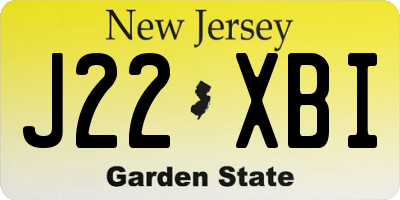 NJ license plate J22XBI