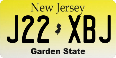 NJ license plate J22XBJ