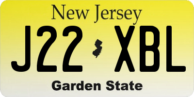 NJ license plate J22XBL