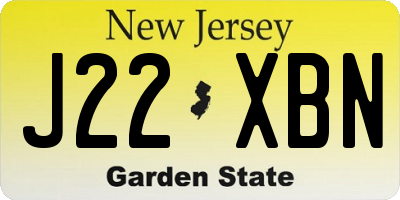 NJ license plate J22XBN