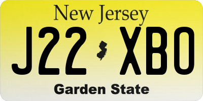 NJ license plate J22XBO