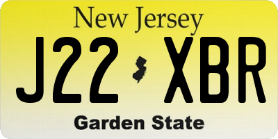 NJ license plate J22XBR