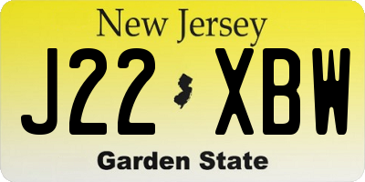 NJ license plate J22XBW