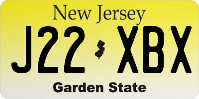 NJ license plate J22XBX