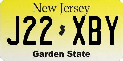 NJ license plate J22XBY