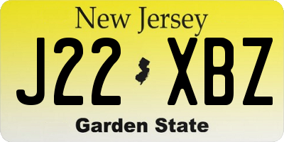 NJ license plate J22XBZ