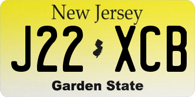 NJ license plate J22XCB