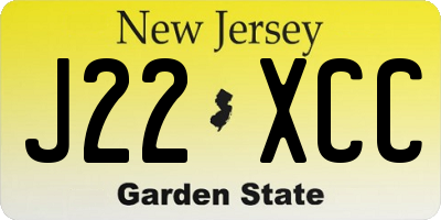 NJ license plate J22XCC