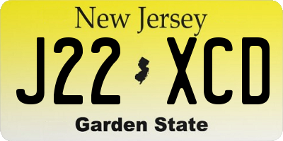 NJ license plate J22XCD