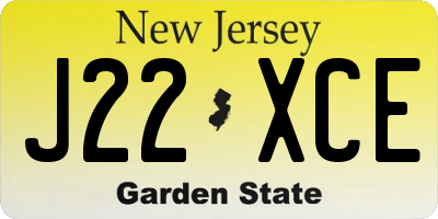 NJ license plate J22XCE