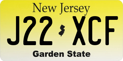 NJ license plate J22XCF