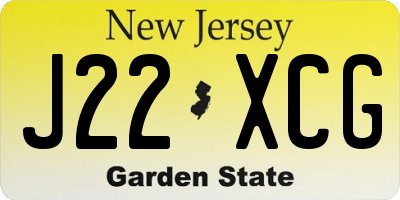 NJ license plate J22XCG