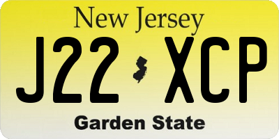 NJ license plate J22XCP