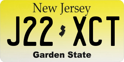 NJ license plate J22XCT