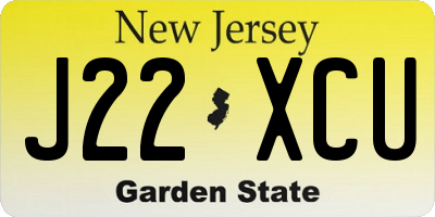 NJ license plate J22XCU