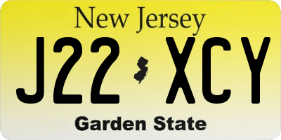 NJ license plate J22XCY