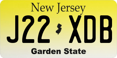 NJ license plate J22XDB