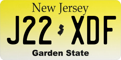 NJ license plate J22XDF