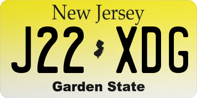 NJ license plate J22XDG