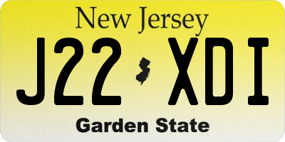 NJ license plate J22XDI