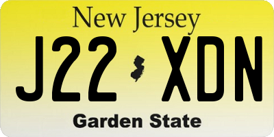 NJ license plate J22XDN