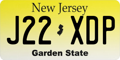 NJ license plate J22XDP