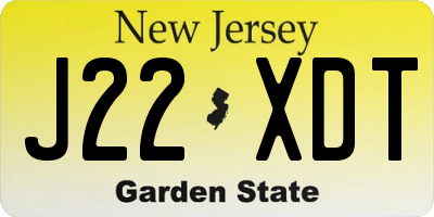 NJ license plate J22XDT