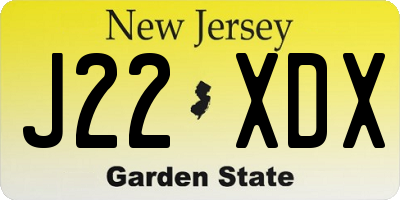 NJ license plate J22XDX