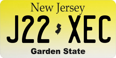 NJ license plate J22XEC