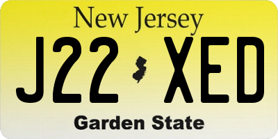 NJ license plate J22XED