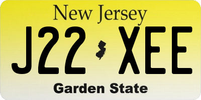 NJ license plate J22XEE