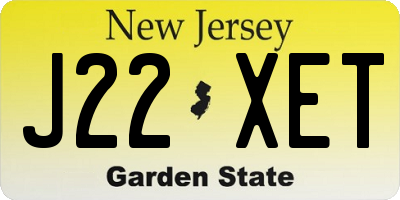 NJ license plate J22XET
