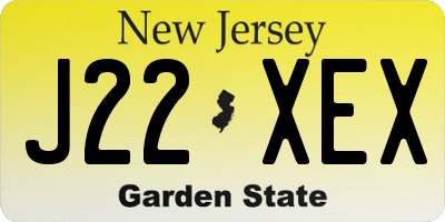 NJ license plate J22XEX