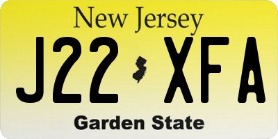 NJ license plate J22XFA