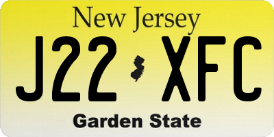 NJ license plate J22XFC