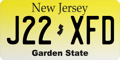 NJ license plate J22XFD