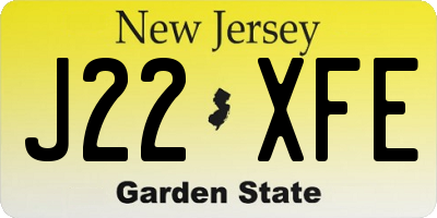 NJ license plate J22XFE