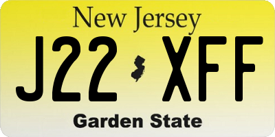 NJ license plate J22XFF