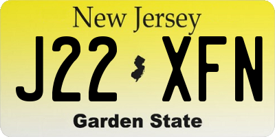 NJ license plate J22XFN